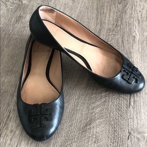 Tory Burch Black Leather Flats